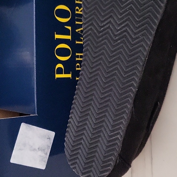 polo ralph lauren womens slippers big pony logo Size 6 9 Black - Picture 4 of 4